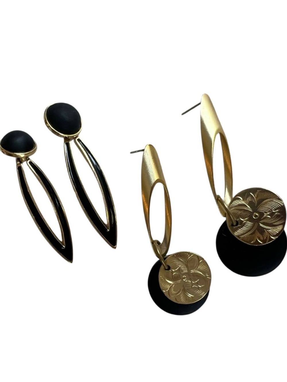 Black & Gold Earring Bundle Two Pairs